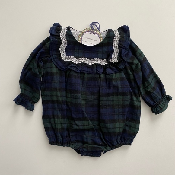 Edgehill Collection x Darby Fallon Clark Nwt Baby Girls Autumn Plaid Romper - Picture 1 of 4
